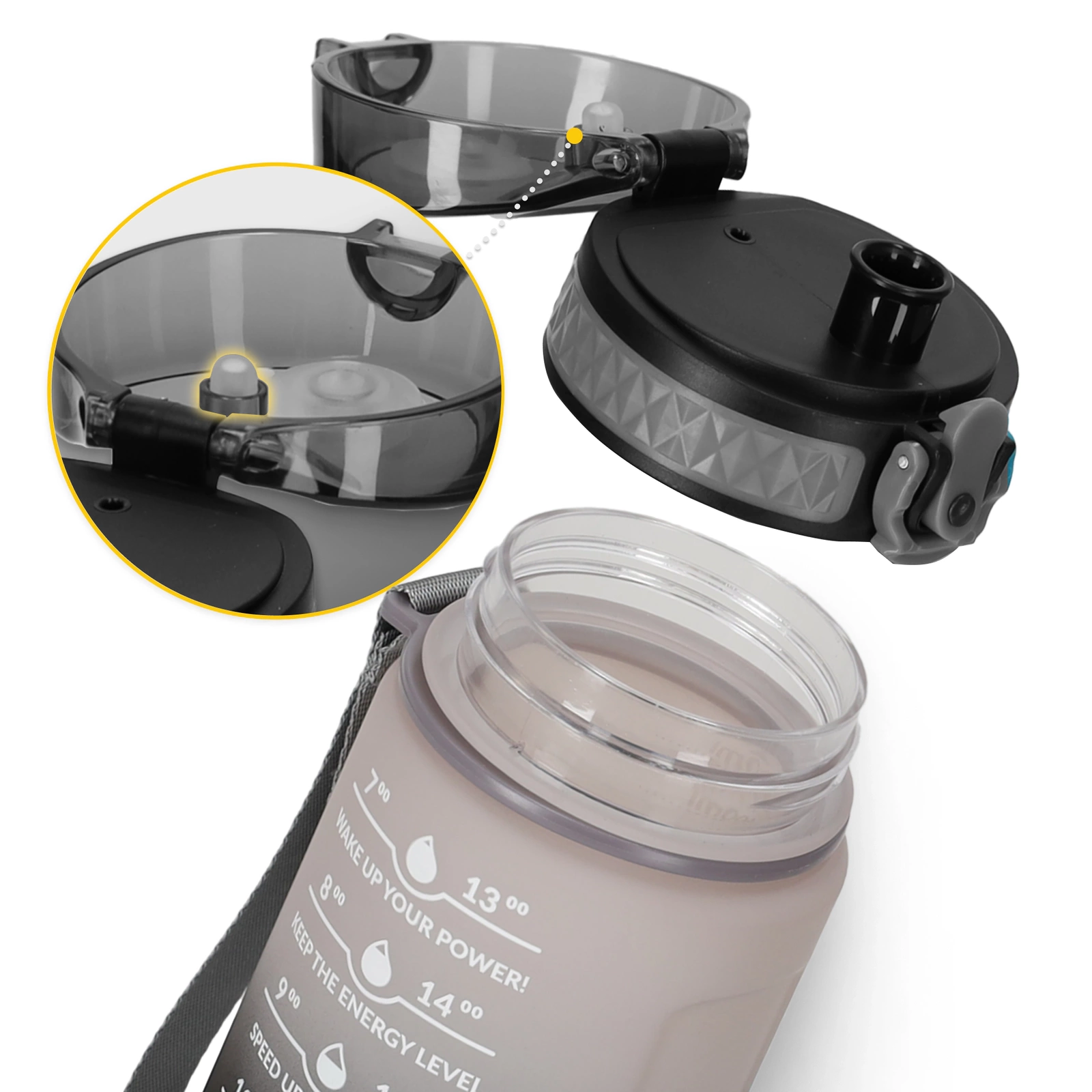 4Fizjo 1307 Motivational Sports Water Bottle, 500 ml, Grey
