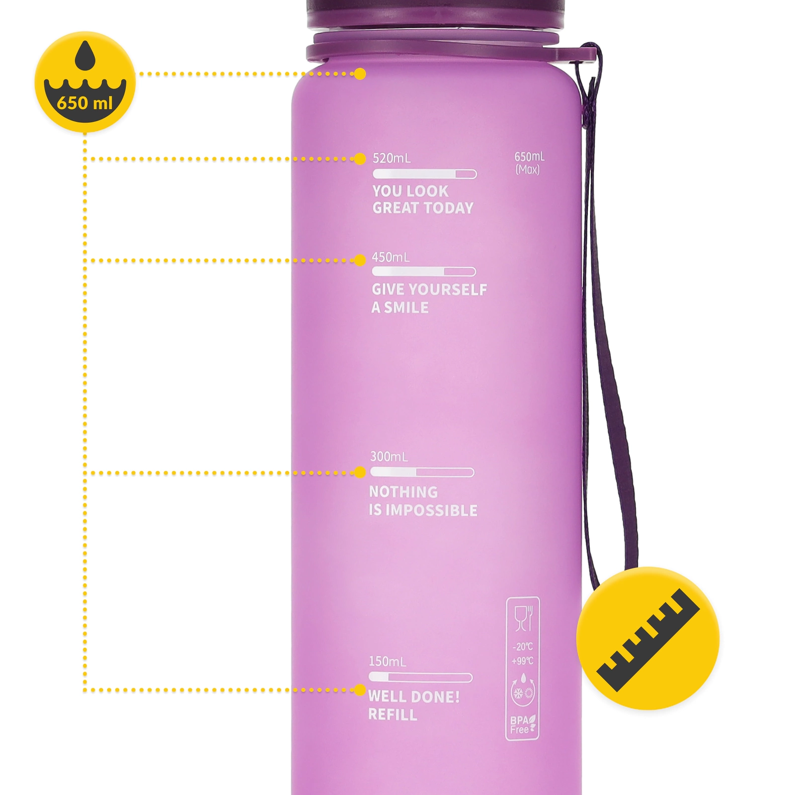 4Fizjo Tritan Sports Water Bottle 650 ml, Pink