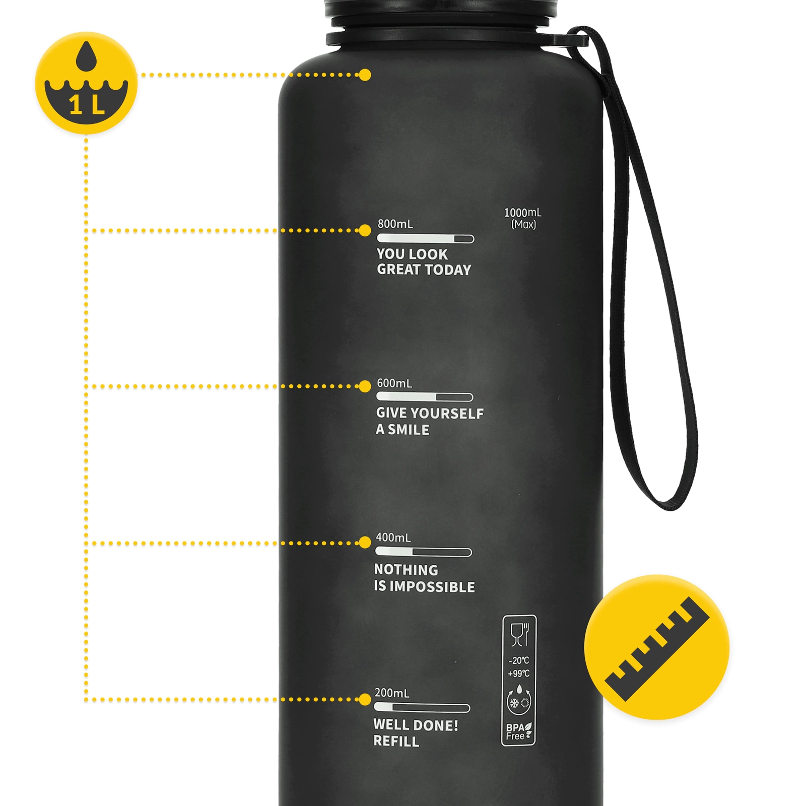 4Fizjo sporta ūdens pudele, Tritan, 1L, melna