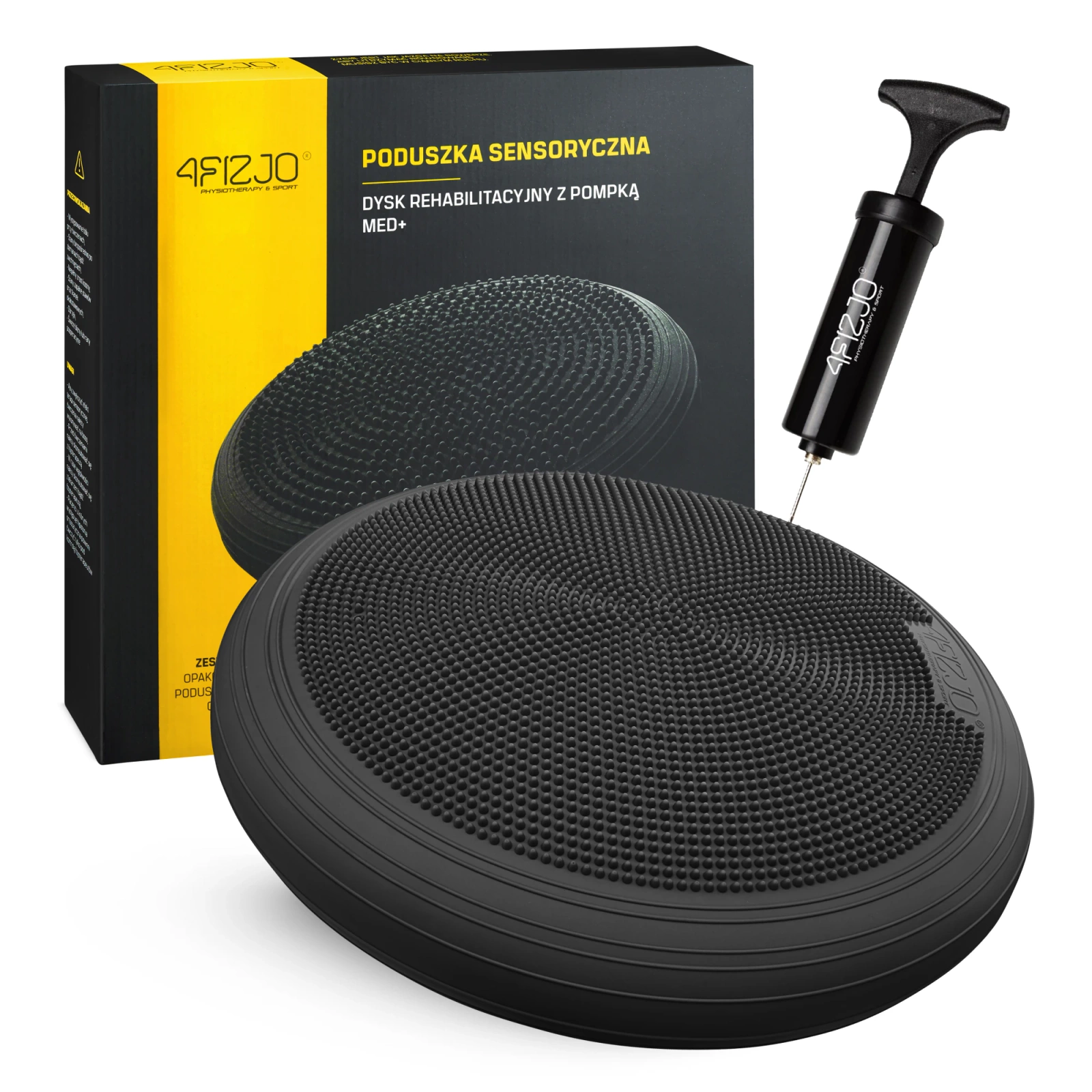 Līdzsvara spilvens MED+ 60 cm rehabilitācijai un fitnesam, melns