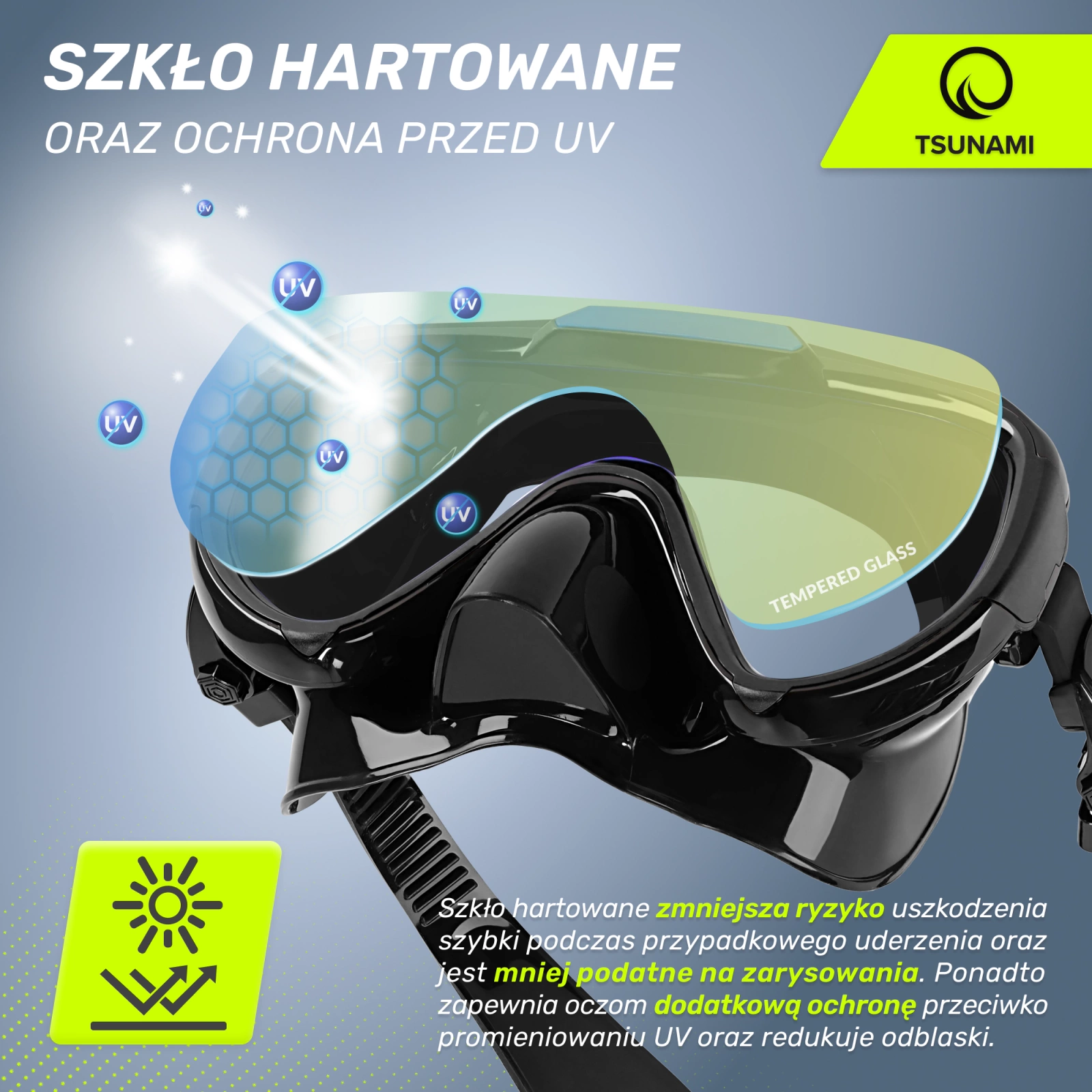4Fizjo TSUNAMI Diving and Snorkeling Mask with Snorkel, Black