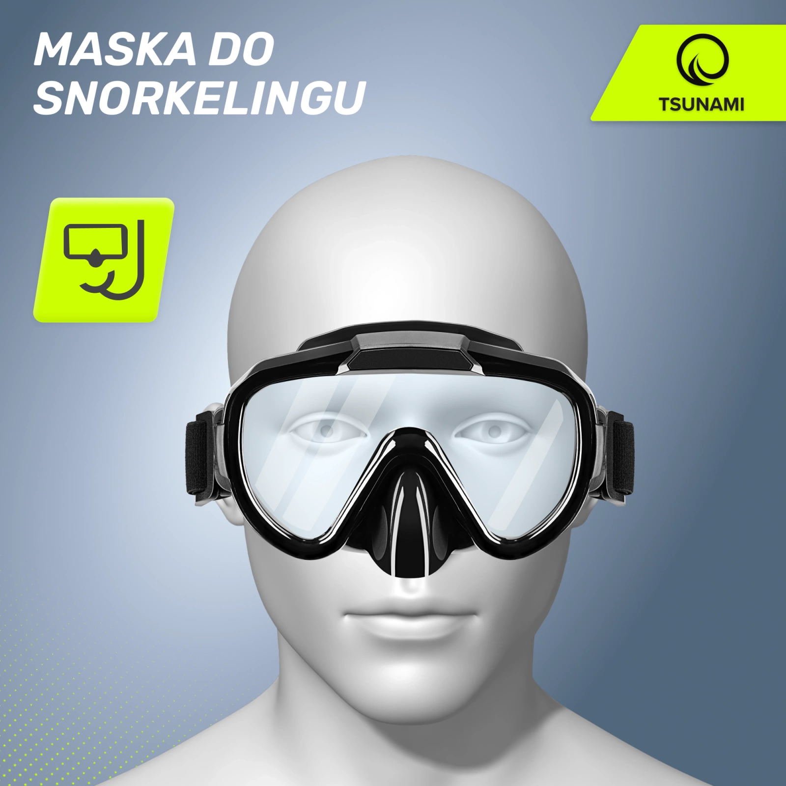 4Fizjo TSUNAMI niršanas un snorkelēšanas maska, melna