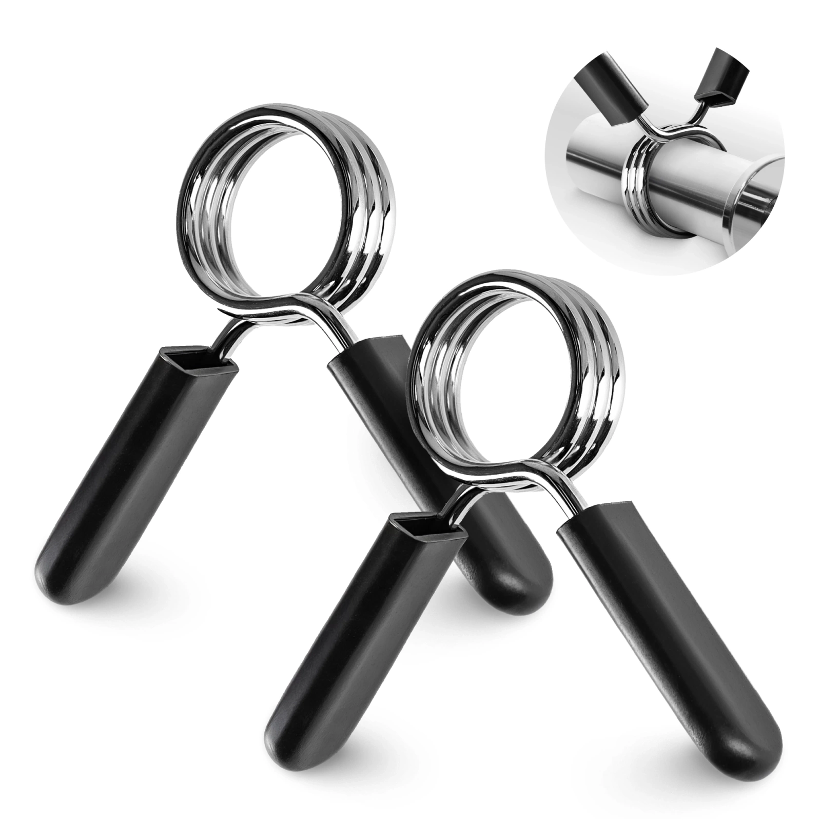 4Fizjo Spring Collars for 30 mm Barbell, 2 pcs, Black/Silver