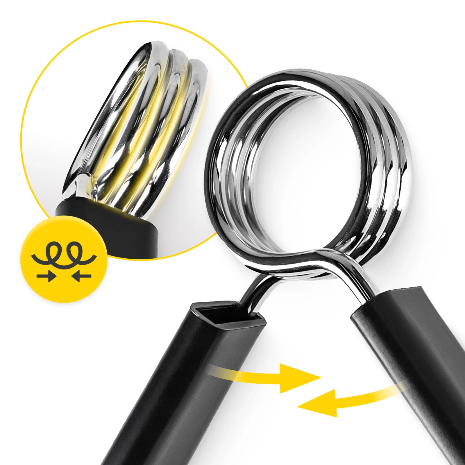 4Fizjo Spring Collars for 30 mm Barbell, 2 pcs, Black/Silver