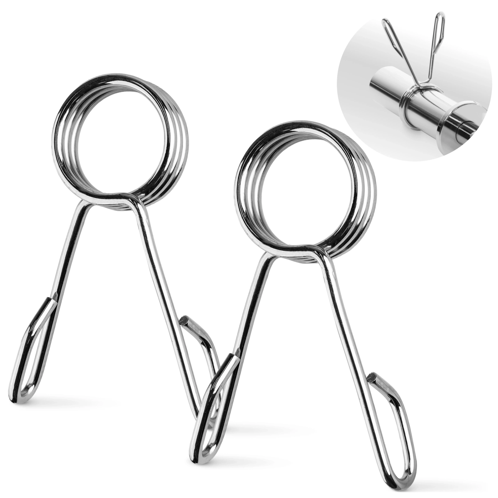 4Fizjo Spring Collars for 50 mm Olympic Barbell, 2 pcs, Silver