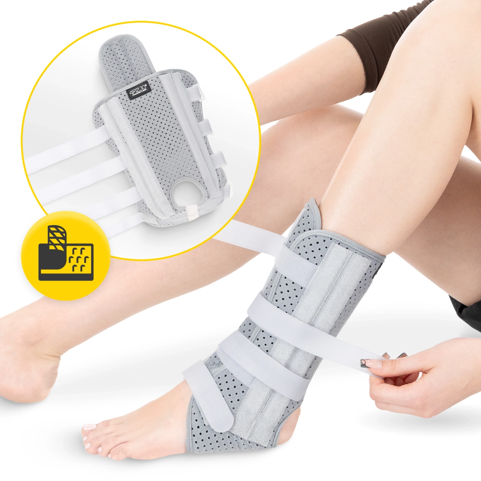 4Fizjo Ankle Brace with Lateral Reinforcement, Grey