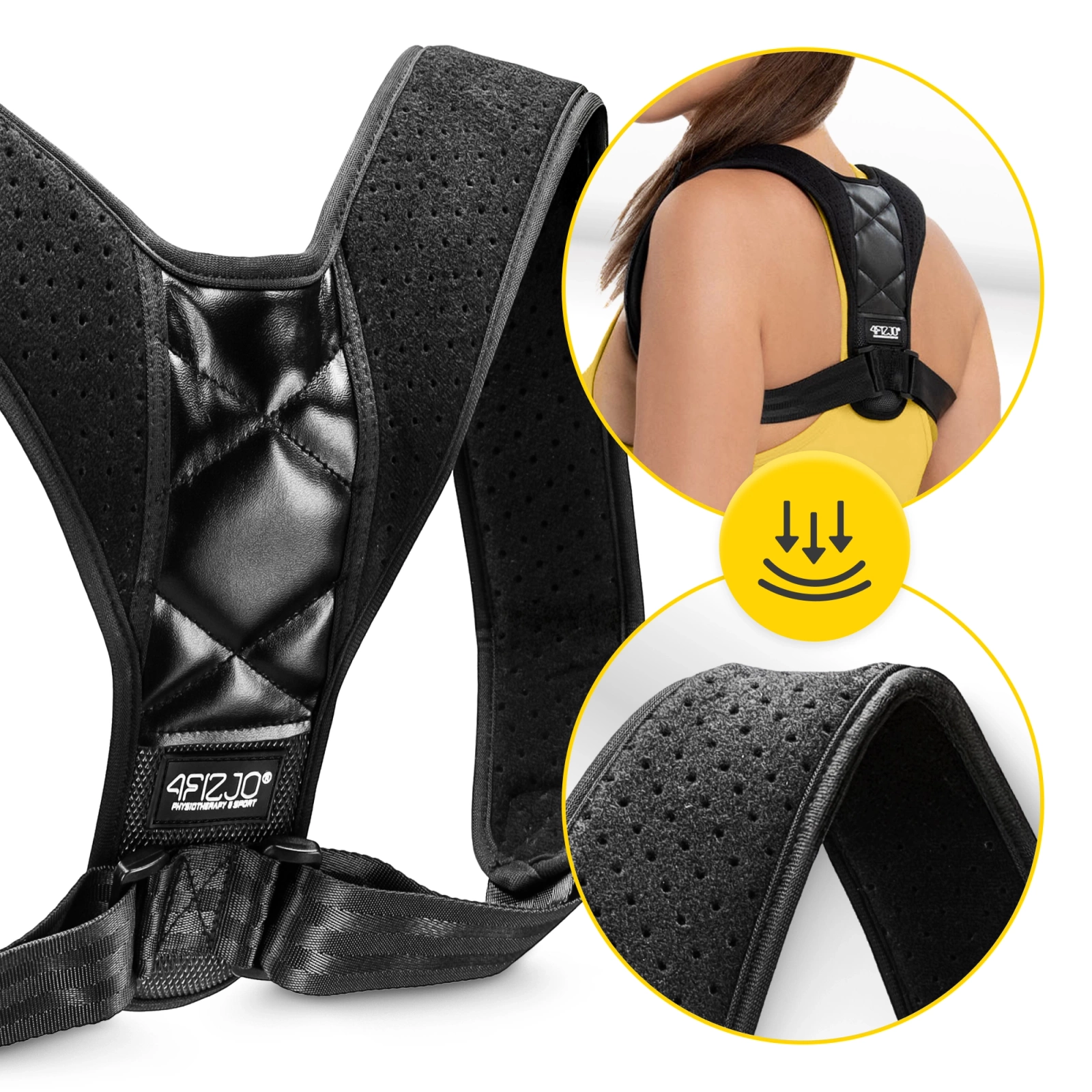 4Fizjo stājas korektors mugurai, melns