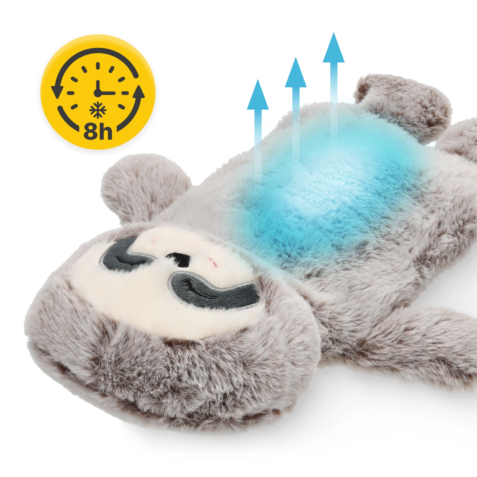 4Fizjo Kids Hot Water Bottle with Plush Sloth Cover, 0.75L, Beige