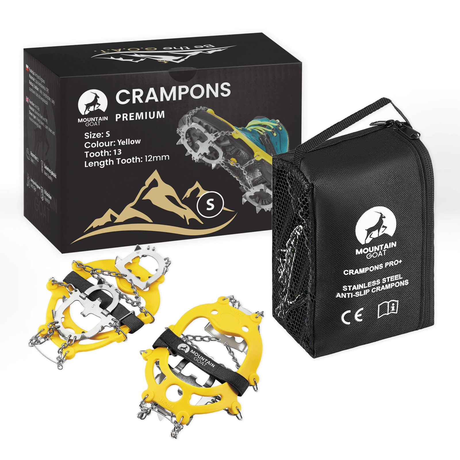 MOUNTAIN GOAT Premium Ice Cleats for Hiking & Walking, S (US W 4.5-5.5)