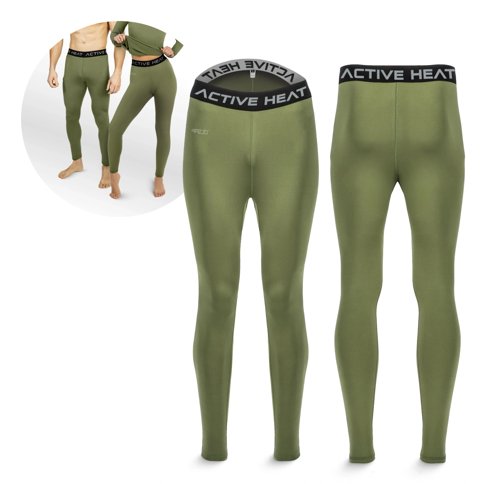 4Fizjo Unisex termoveļa / bikses, S izmērs, zaļas