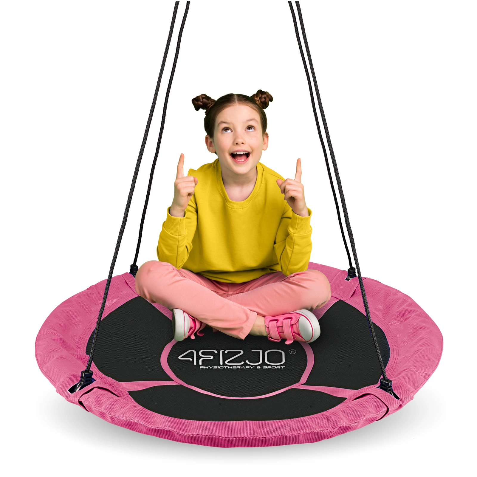 Nest Swing for Kids 4FIZJO 100cm Garden Saucer Swing, Pink