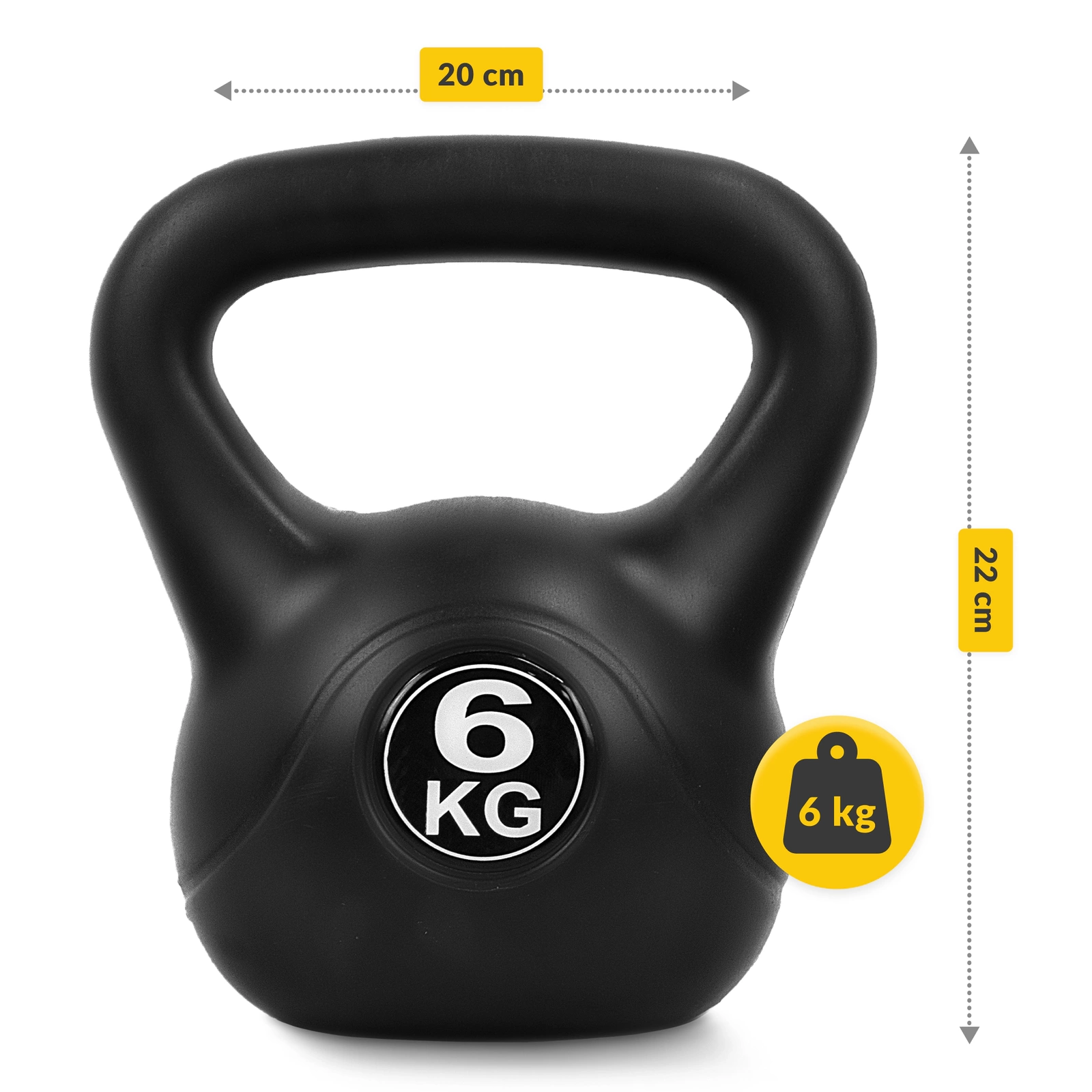 Kettlebell Weight for Strength Training 4FIZJO 6 kg, Black