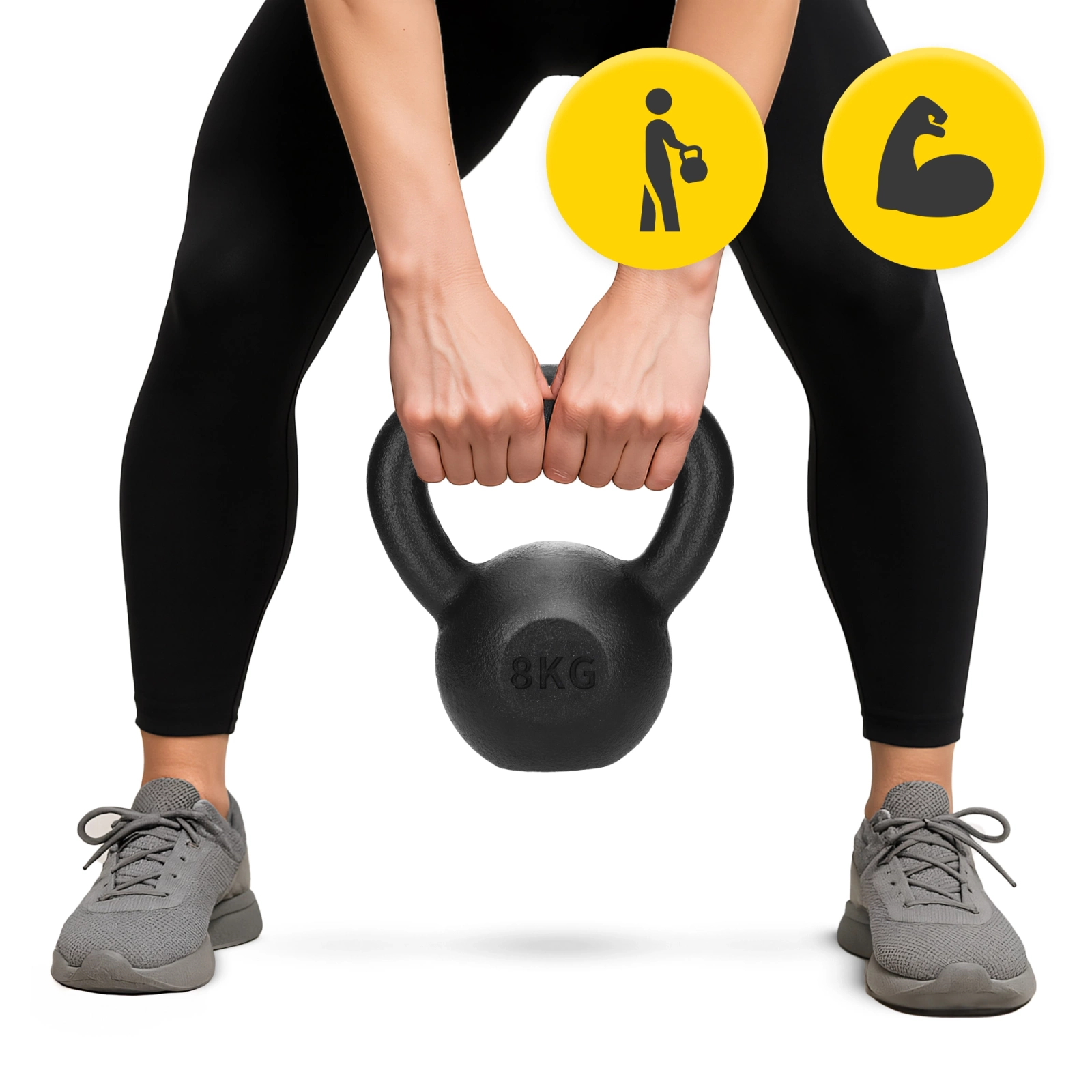 Cast Iron Kettlebell 8 kg 4FIZJO for Strength Training, Black