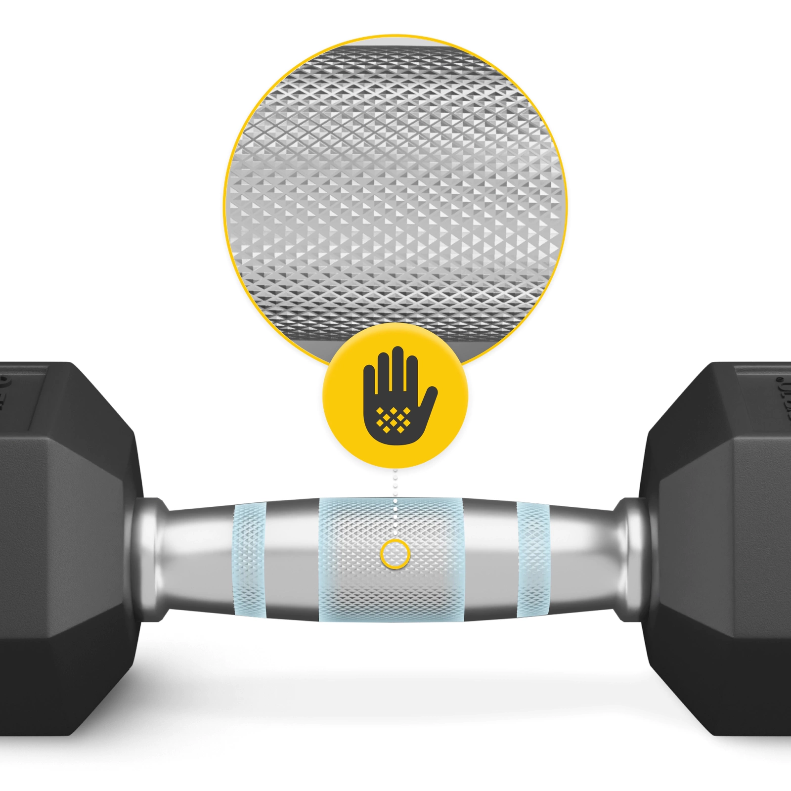Стальная гантель 4Fizjo HEX с резиновым покрытием, 10 кг, черная
