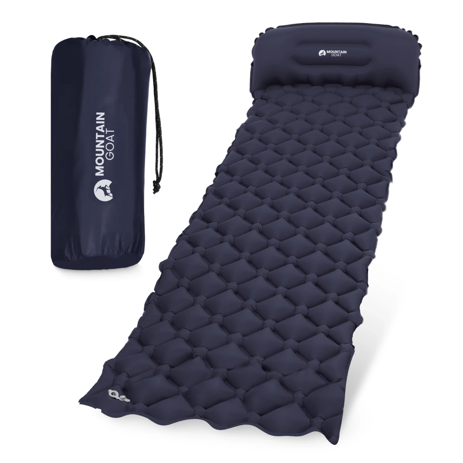 Inflatable Camping Sleeping Pad Mountain Goat Single, Navy Blue