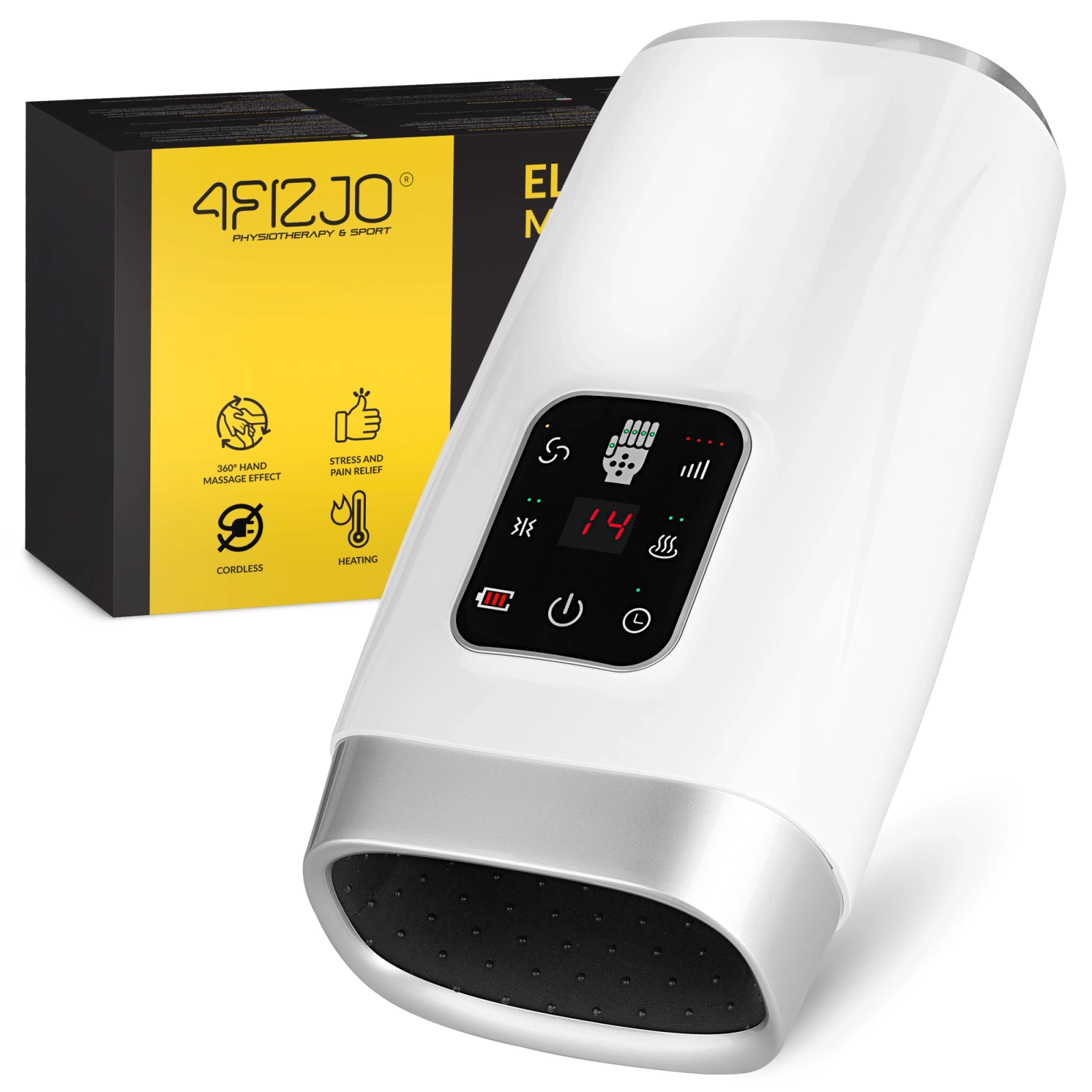 Elektriskais plaukstu masieris 4FIZJO ULTRA, balts-sudraba