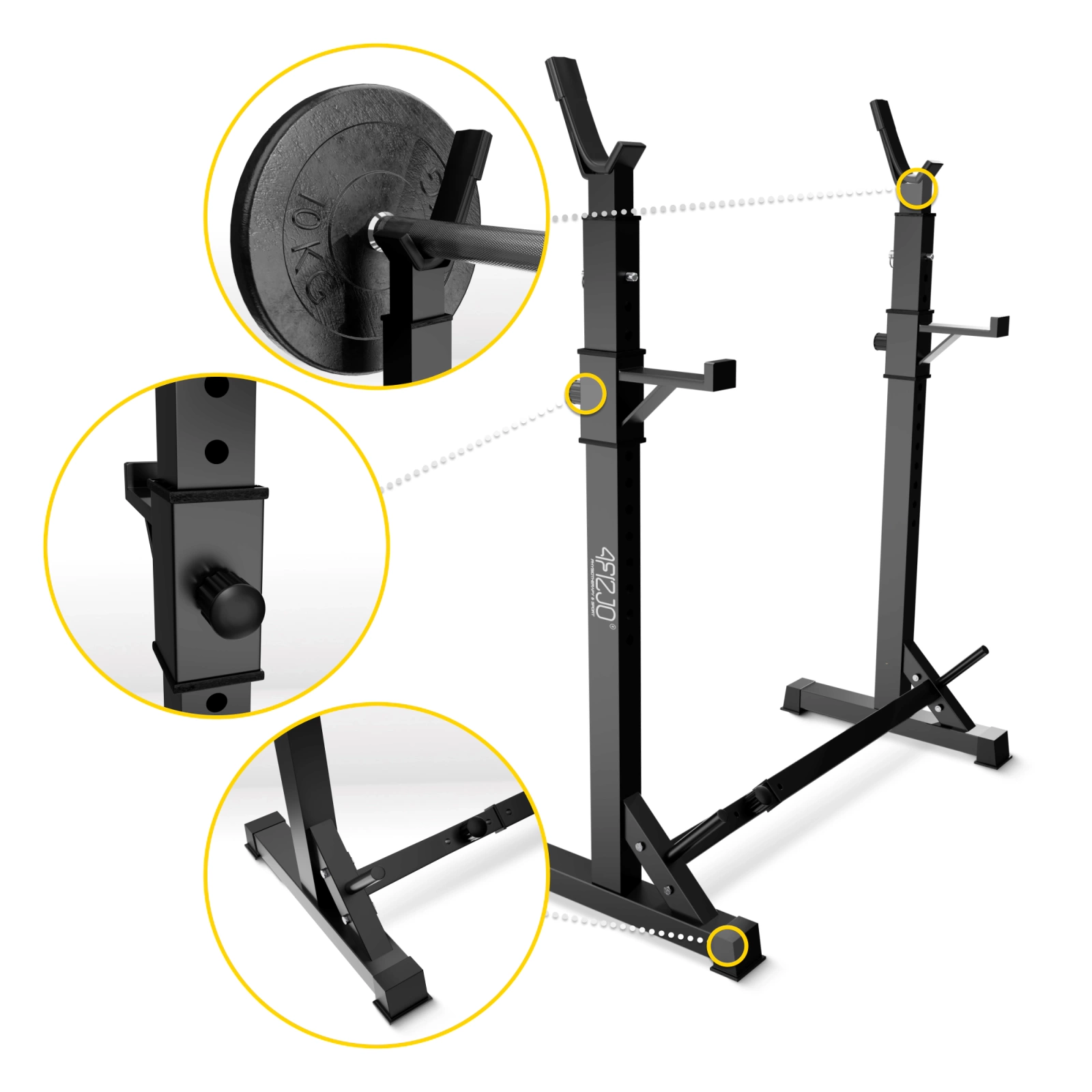 4Fizjo PRO Adjustable Barbell Stand with Safety Spotters
