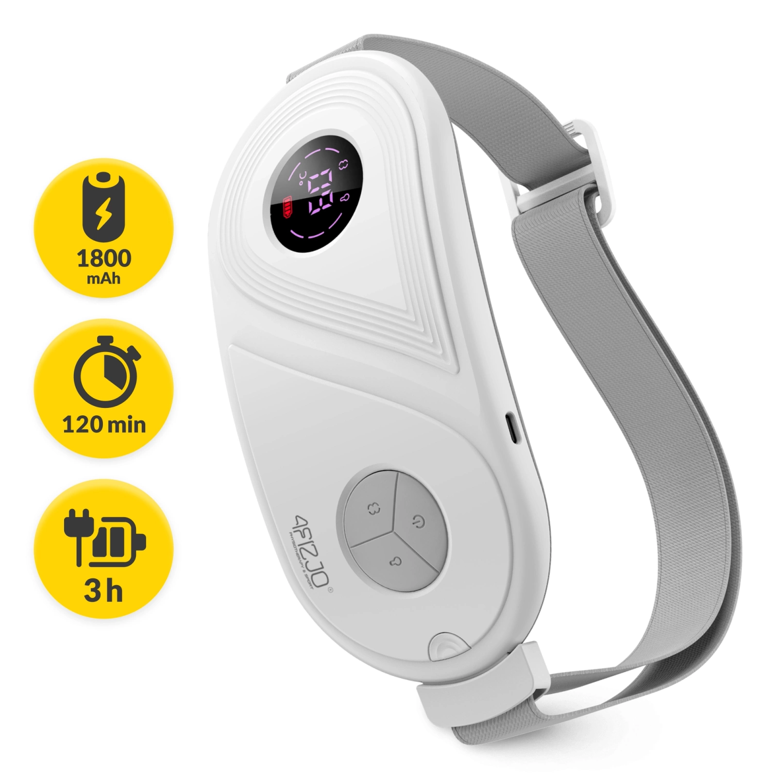 4Fizjo 2009 Heating Massage Belt for Menstrual Pain Relief, White