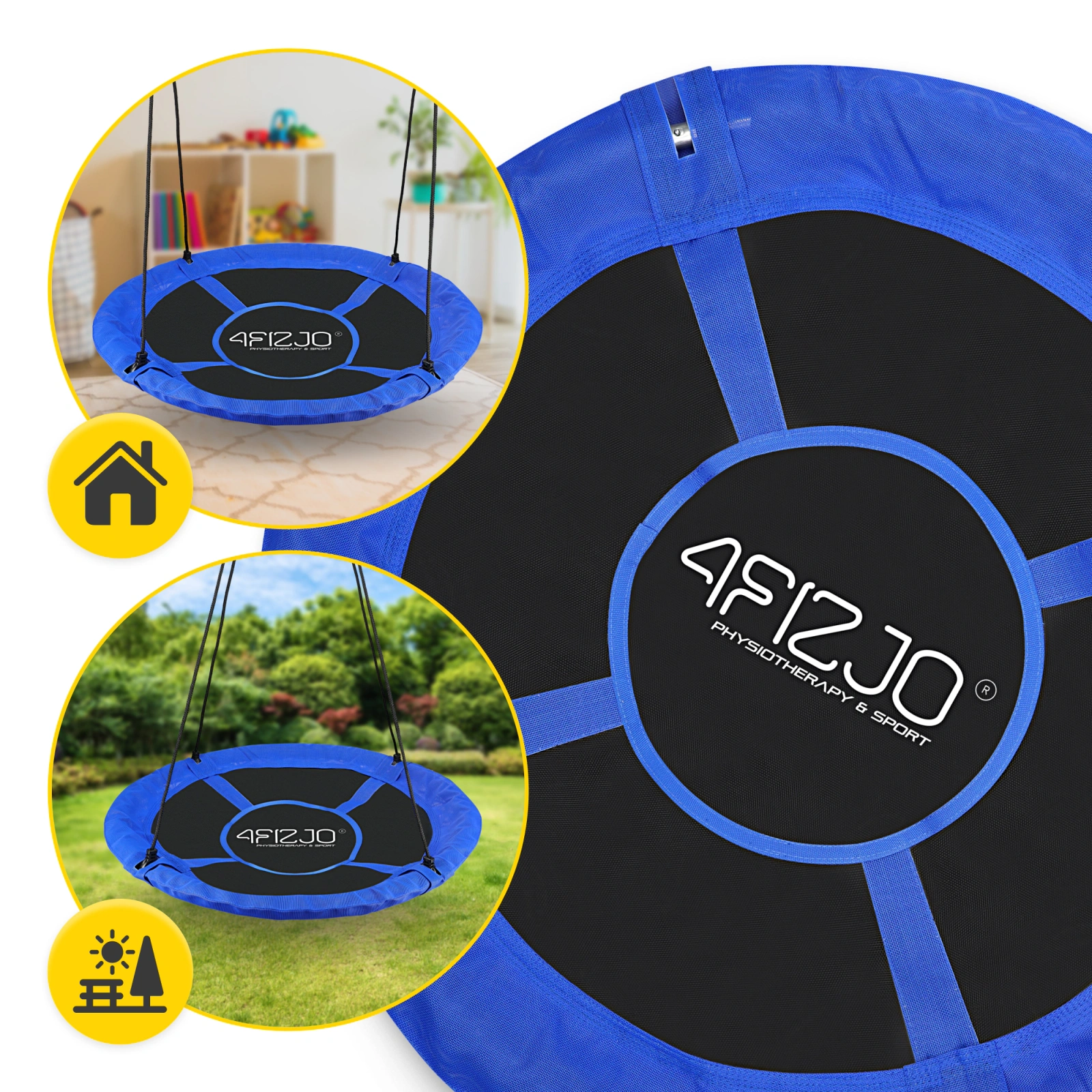 4FIZJO XXL Garden Nest Swing for Kids 120 cm, Blue
