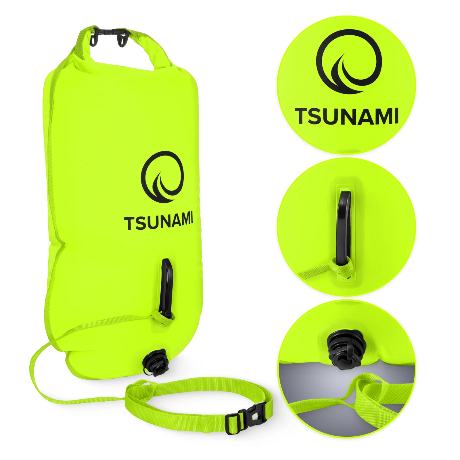 4Fizjo TSUNAMI piepūšamā peldēšanas boja ar sauso nodalījumu, 36L, Dzeltena