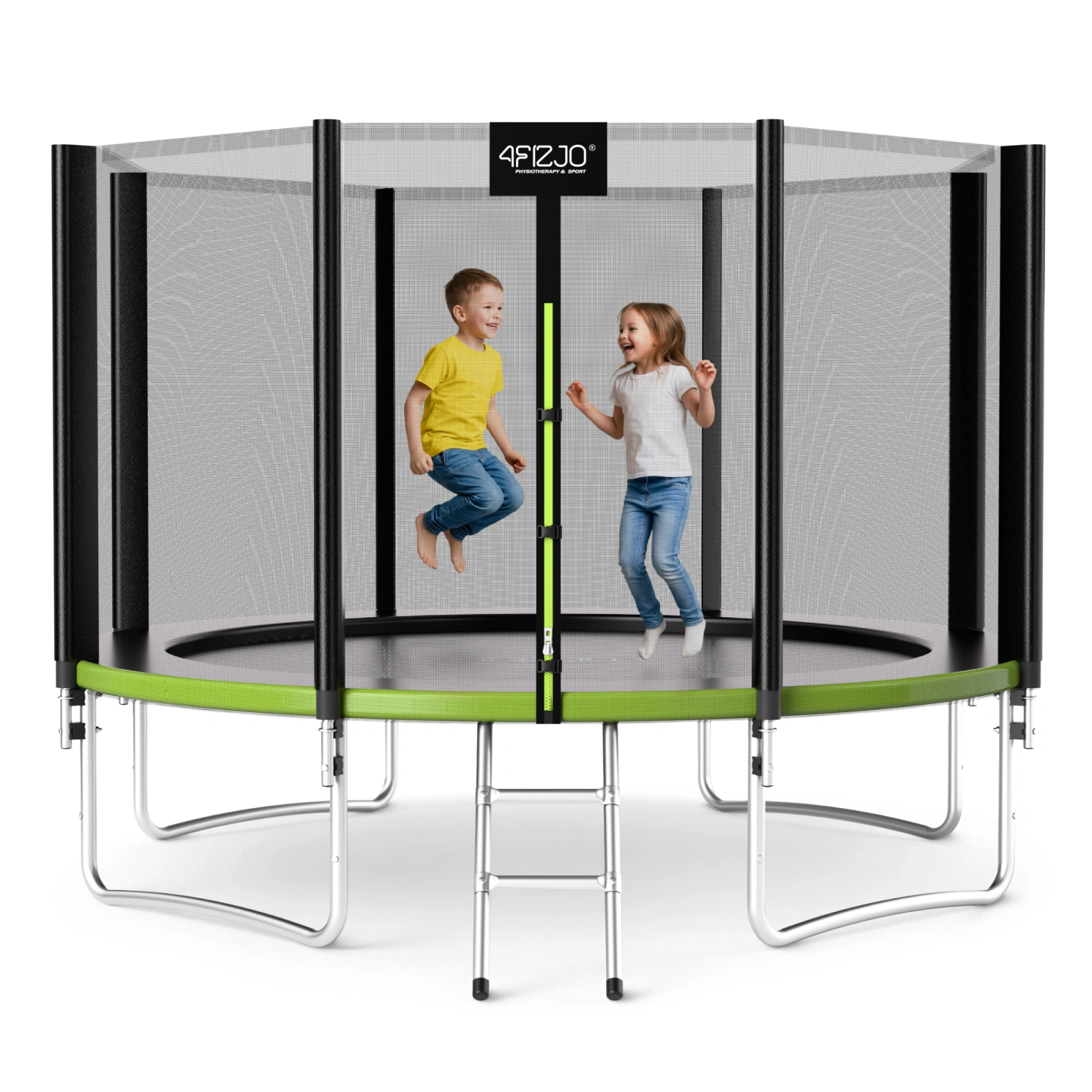 4Fizjo CLASSIC bērnu dārza batuts, 374 cm (12FT), zaļš/melns