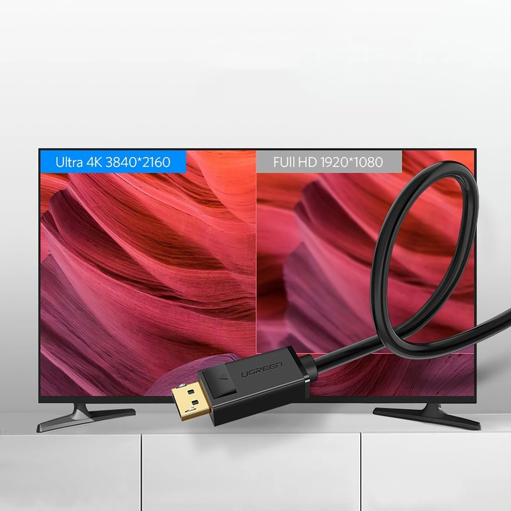 Кабель Ugreen DP102 DisplayPort 1.2 4K 30Hz, 1м, черный
