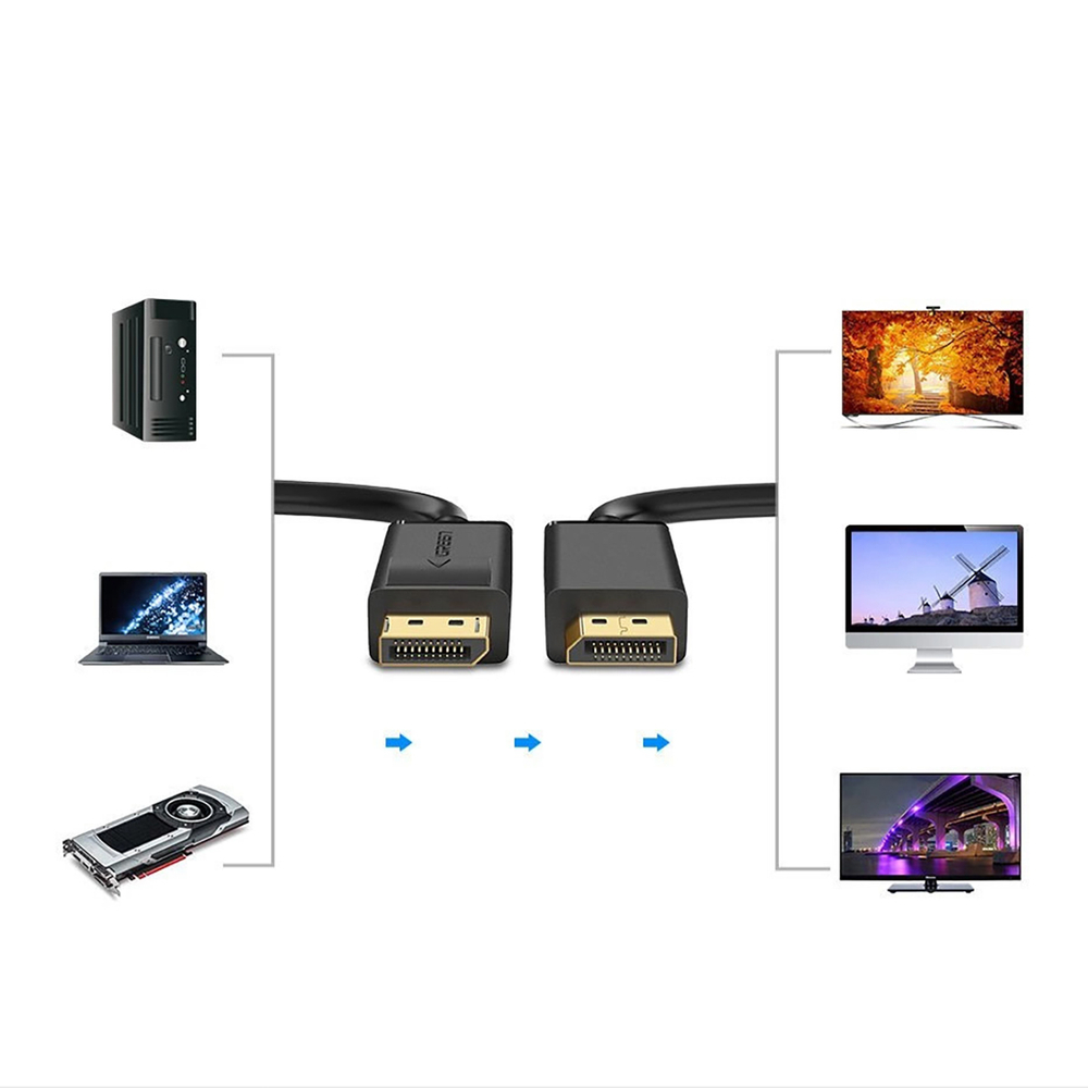 Кабель Ugreen DP102 DisplayPort 1.2 4K 30Hz, 1м, черный