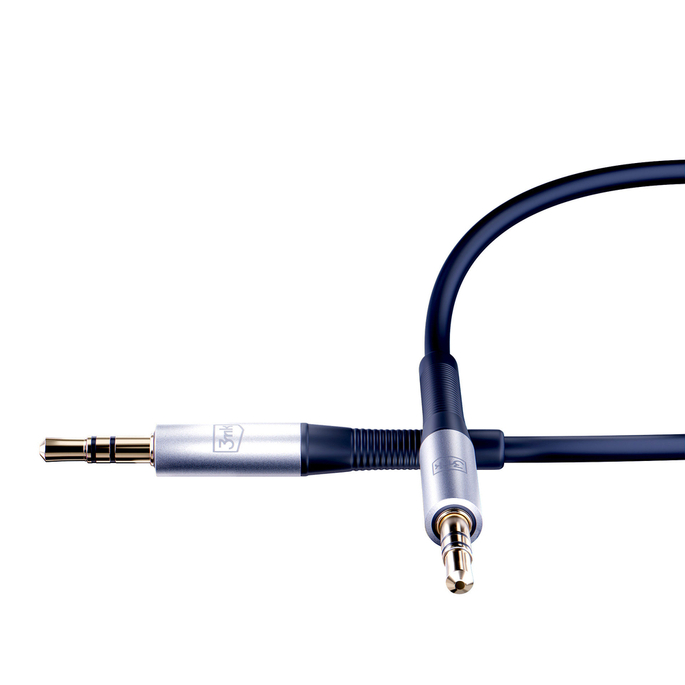 3mk AUX minijack 3.5 mm kabelis (1 m), balts