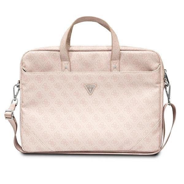 Guess Saffiano 4G Triangle Logo bag for a 16'' laptop - pink