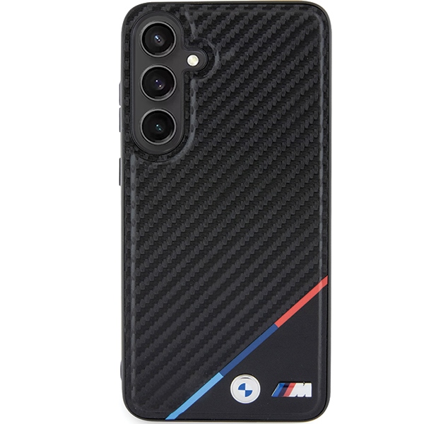 BMW Carbon Tricolor Line MagSafe vāciņš Samsung Galaxy S24+ Melns