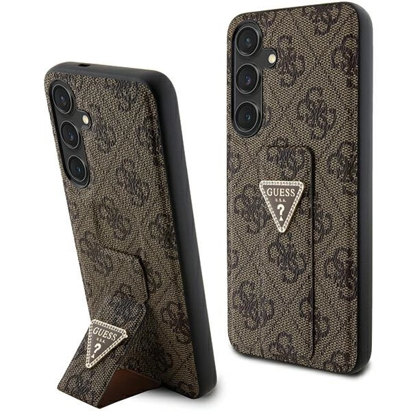 Guess Samsung Galaxy S24 vāciņš Grip Stand 4G Triangle Strass, brūns