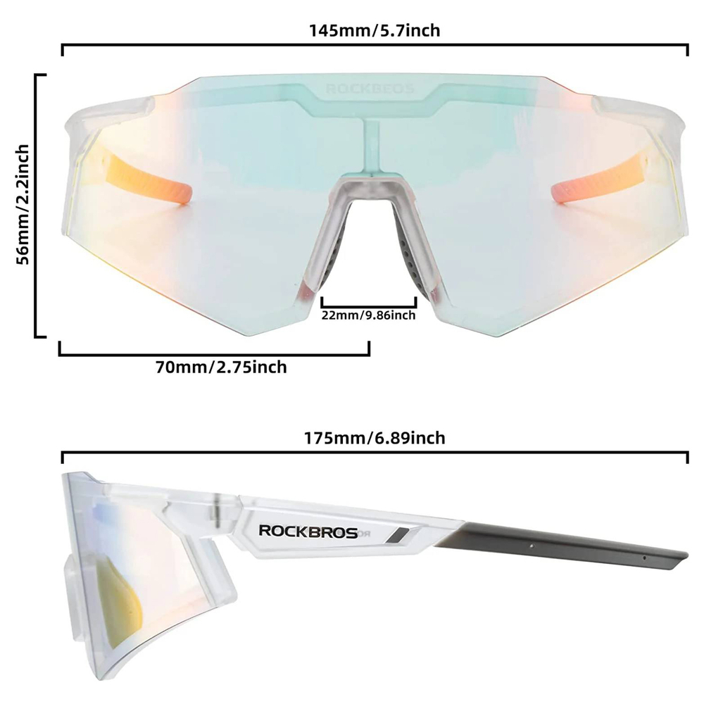 Rockbros SP291 Photochromic Cycling Glasses UV400, White