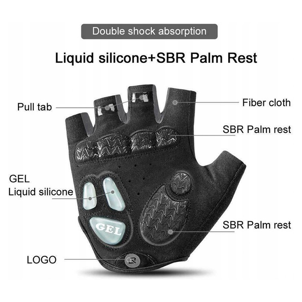 Rockbros S169BGR Size S Cycling Gloves with Gel Inserts, Gray