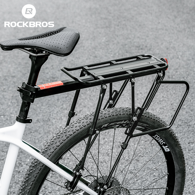Rockbros 33210004001 velosipēda bagāžnieks ar plauktu un LED gaismu, melns