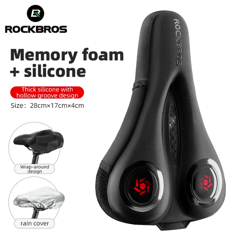 Rockbros LF044R velosipēda sēdekļa pārvalks ar lietus pārsegu, melns/sarkans