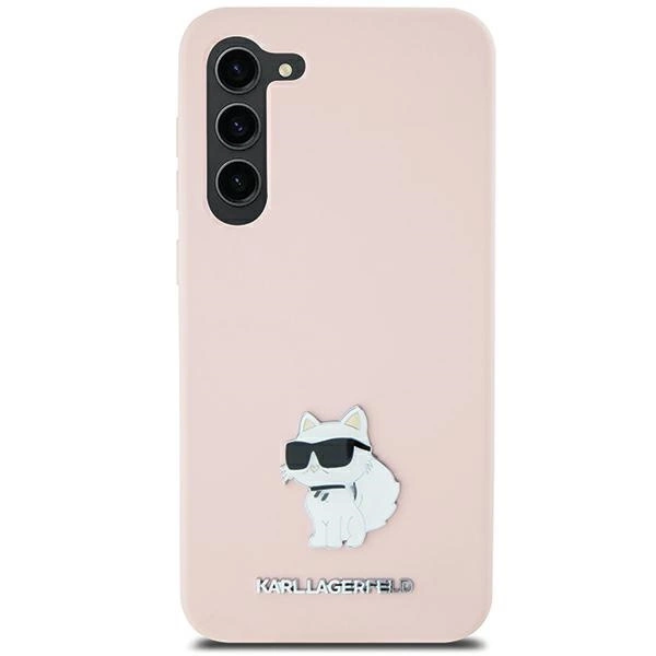 Karl Lagerfeld Samsung Galaxy S23 Ultra Case Silicone Choupette Metal Pin, Pink