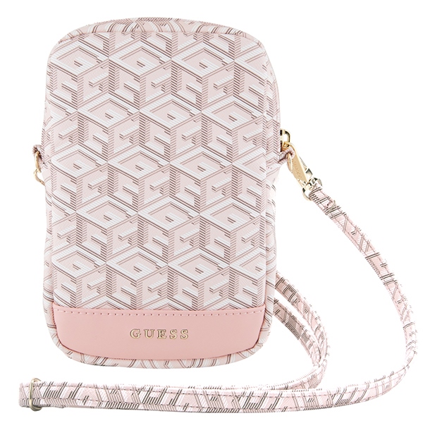 Сумочка для телефона Guess Zip GCube Bottom Stripe, розовая