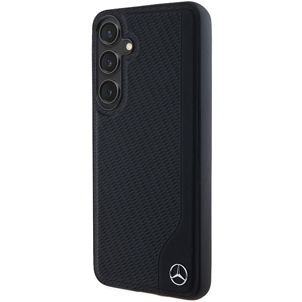 Mercedes Samsung Galaxy S24 vāciņš Leather Debossed Line MagSafe, melns