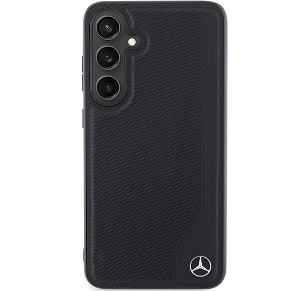 Mercedes Samsung Galaxy S24 vāciņš Leather Debossed Line MagSafe, melns