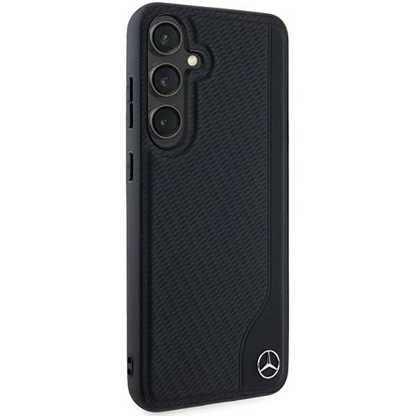 Mercedes Samsung Galaxy S24 vāciņš Leather Debossed Line MagSafe, melns