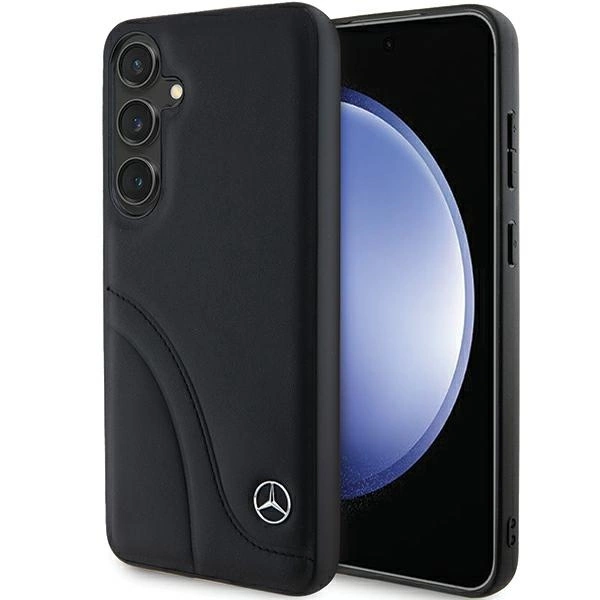 Samsung Galaxy S24 (SM-S921) Mercedes Leather Curved Stitches Case Cover, Black | Чехол Кейс Бампер...