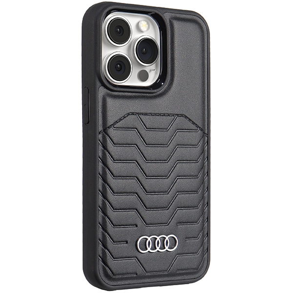 Audi iPhone 13 / 13 Pro vāciņš Synthetic Leather MagSafe, melns