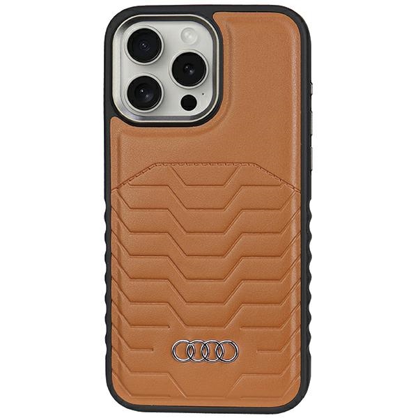 Audi iPhone 15 Pro vāciņš Synthetic Leather MagSafe, brūns