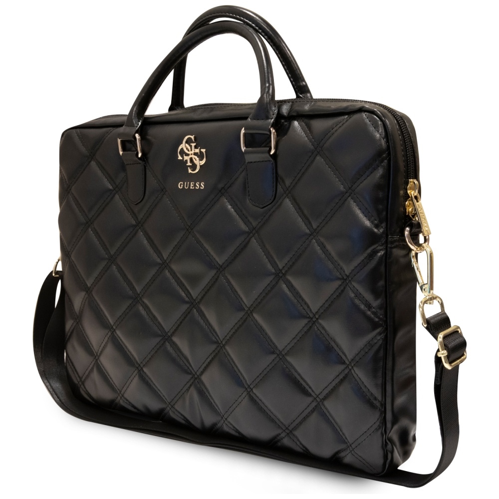 Guess 16\" klēpjdatora soma Quilted 4G, melna