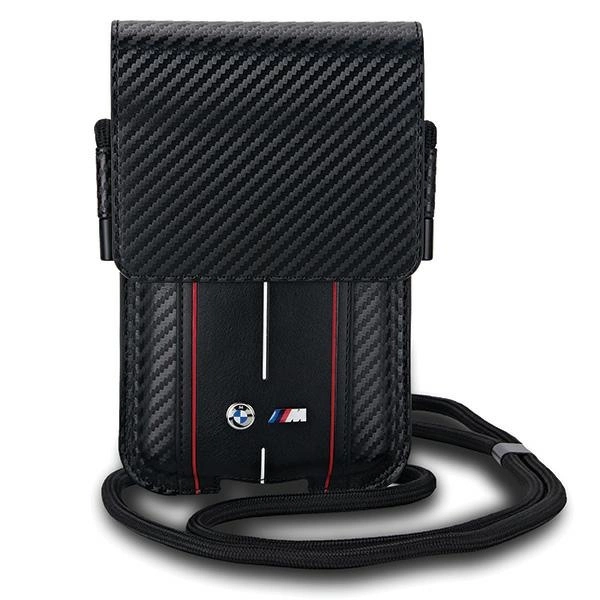 Сумка для телефона BMW Carbon & Red Stripe - черная