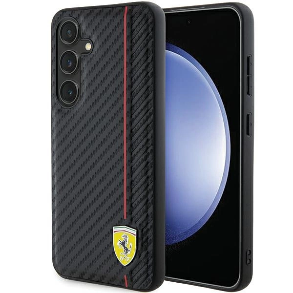 Ferrari Samsung Galaxy S24+ Case Carbon Printed Line, Black