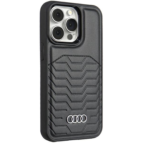 Audi iPhone 15 Pro vāciņš Synthetic Leather MagSafe, melns