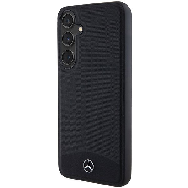 Mercedes Samsung Galaxy S24 vāciņš Leather Textured & Plain MagSafe, melns