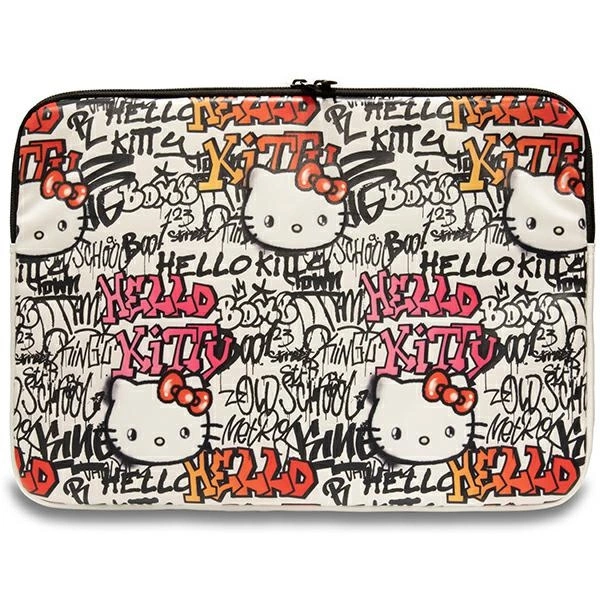 Чехол для ноутбука 14" Hello Kitty Zip PU Tags Graffiti, бежевый