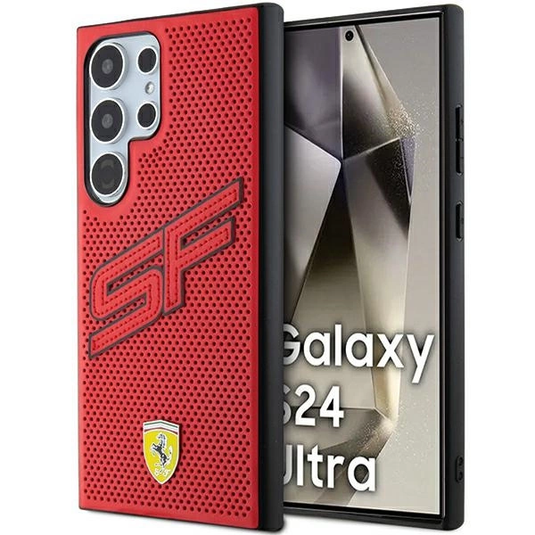Ferrari Big SF Perforēts korpuss priekš Samsung Galaxy S24 Ultra - sarkans | Perforated case for red